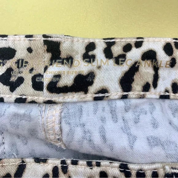 Chico’s So Slimming Girlfriend Slim Leg Ankle Jeans, Cheetah Print, Sz 3 (16) - Picture 6 of 13